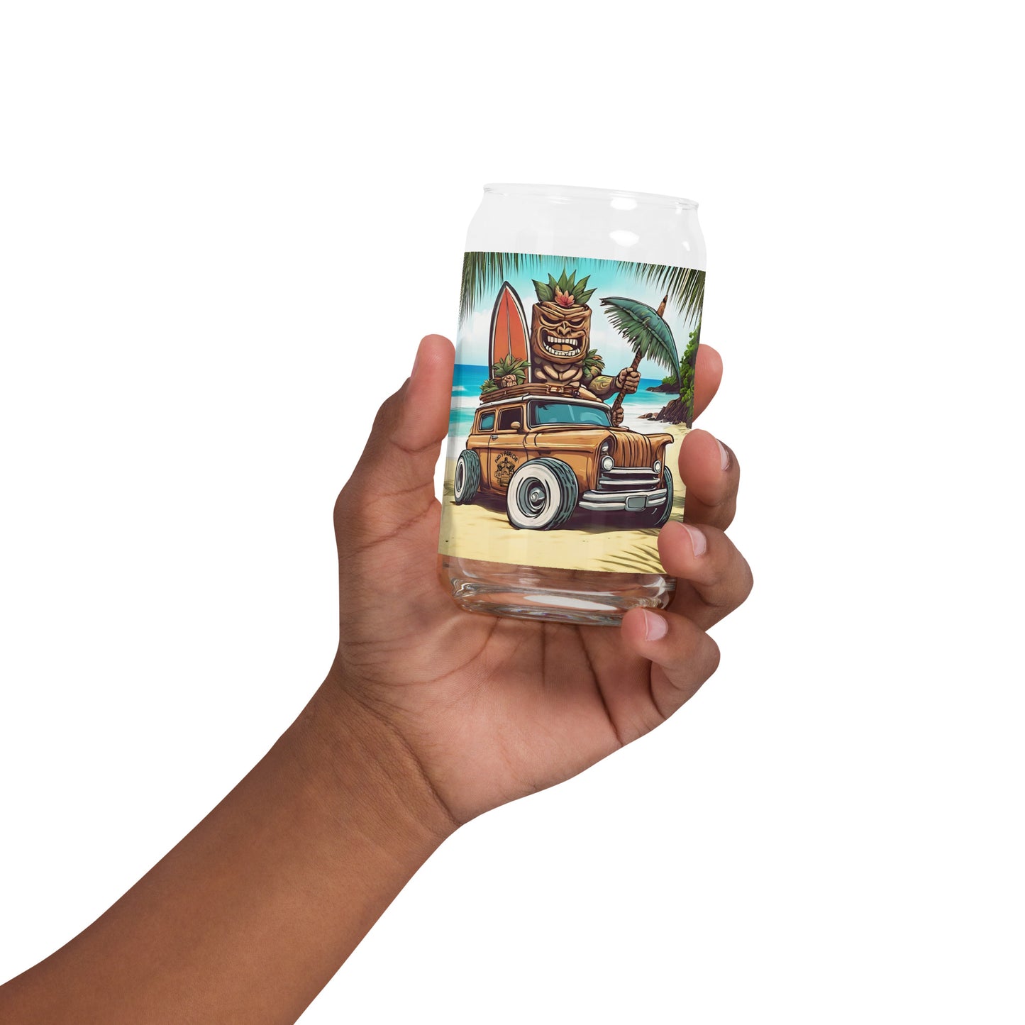 Tork the Tiki Hot Rodder Can-shaped Glass